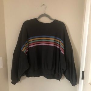 American Eagle Black Stripped Crewneck Sweatshirt